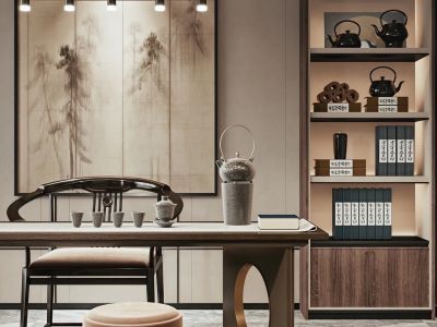 南山别墅-380㎡-新中式风效果图