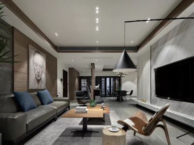 紫棠府-138㎡-新中式风效果图