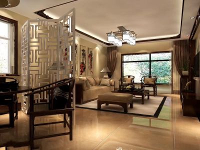 水韵东方-129㎡-新中式风效果图