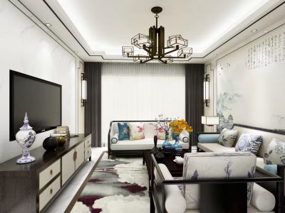 公园华府-146㎡-新中式风效果图