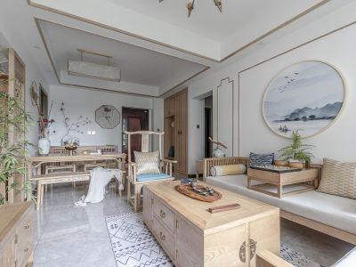 时光小镇-145㎡-新中式风效果图