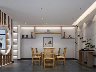 茶室-200㎡-中式风效果图