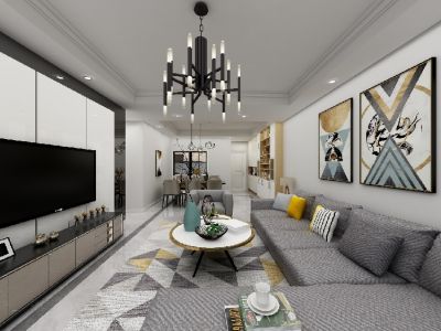 置信花园城现代简约风格122平装修案例