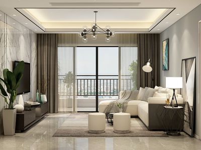 湾里南小区-122㎡-现代风效果图