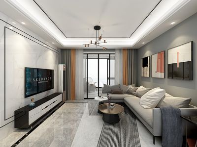 星海国宝-130㎡-现代风效果图