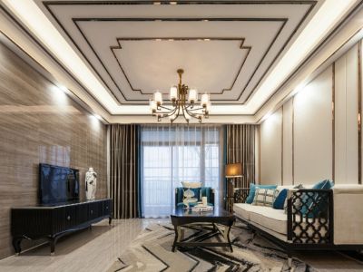 卓越荣津瀚海湾-110㎡-中式风效果图