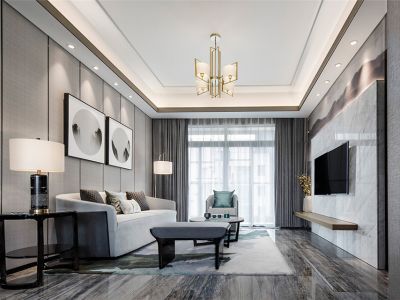 金地自在城-140㎡-现代风效果图