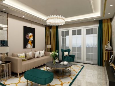 绿地乐和城-128㎡-现代风效果图