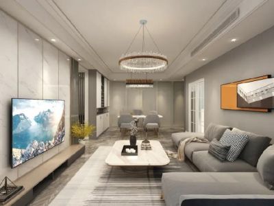 顿珠金融城118平米三居室现代轻奢风装修案例