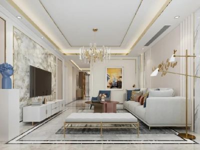 岗仁国际128平米三居室现代轻奢风格装修案例