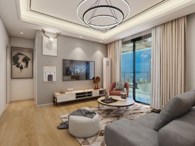 松茂柏景湾-115㎡-日式风效果图