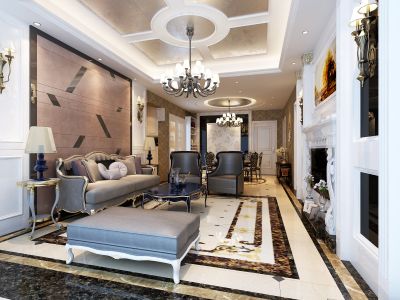 桑泰龙樾-88㎡-新古典风效果图