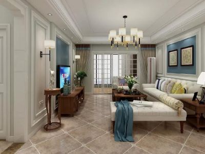 水墨轩香-110㎡-美式风效果图