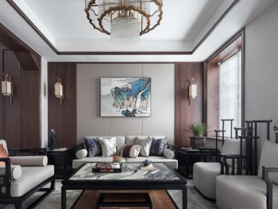 悦隽花园-275㎡-新中式风效果图
