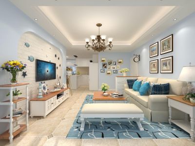 观海台-100㎡-地中海风效果图