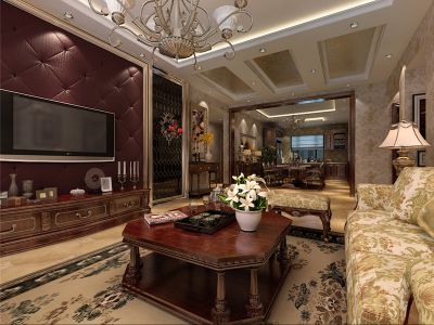 中粮隆玺一号-186㎡-美式风效果图