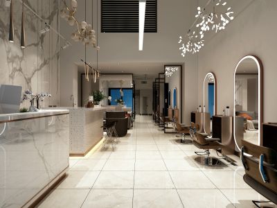 高级美发会所-200㎡-现代风效果图