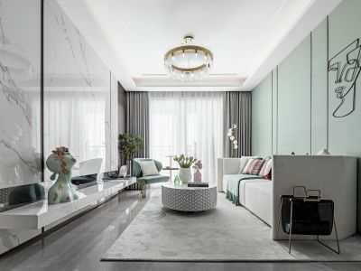 利德悦府-105㎡-轻奢风效果图