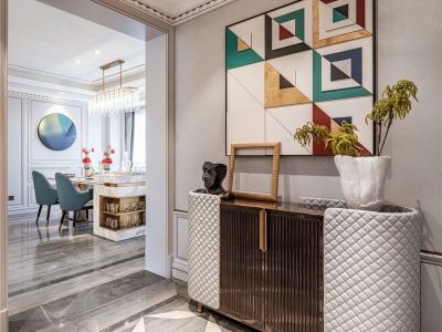 绿地新里城-140㎡-轻奢风效果图