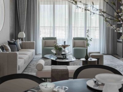 绿地·城际空间站-132㎡-新中式风效果图