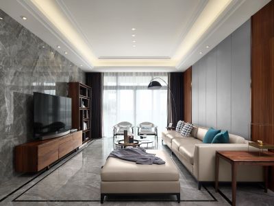 华颂云玺现代风格128平米三居室装修案例