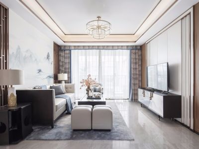 西城晶华-129㎡-新中式风效果图