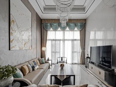 金湖花园-230㎡-中式风效果图