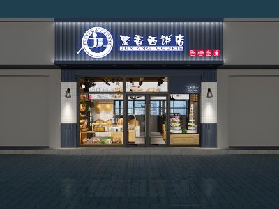 成都市郫县区万达广场聚香西饼店-120㎡-新中式风效果图