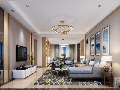 绿城柳岸晓风-141㎡-现代风效果图