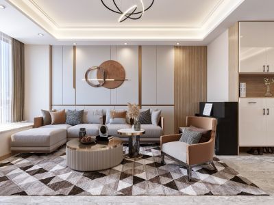 华清嘉园-126㎡-轻奢风效果图
