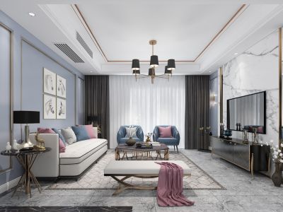 万科蓝山-130㎡-轻奢风效果图