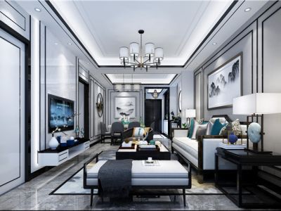 绿城九龙仓桃源里-120㎡-新中式风效果图