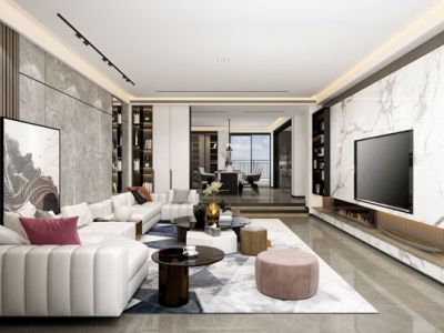 金地艺境-245㎡-现代风效果图