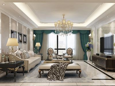 恒大御景天下-134㎡-美式风效果图