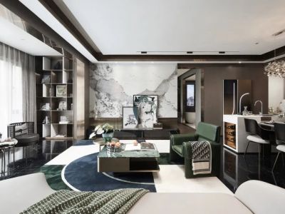 荣盛坤湖郦舍-130㎡-新中式风效果图