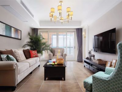 绿城·桂语蘭庭-136㎡-美式风效果图