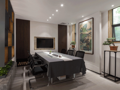 办公室-160㎡-新中式风效果图