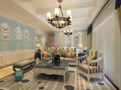 云鼎大观-129㎡-地中海风效果图