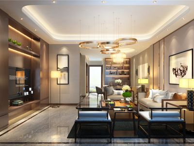 鸿威海怡湾-249㎡-现代风效果图