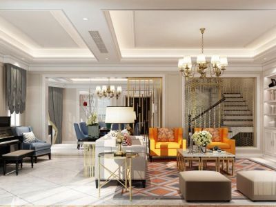 荟港尊邸-237.9㎡-欧式风效果图