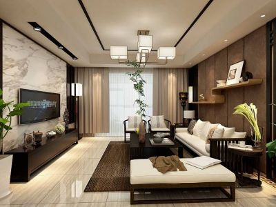 明信仕林府-130㎡-新中式风效果图