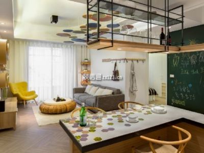 万科翡翠公园-80㎡-混搭风效果图