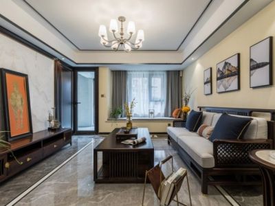 隆鑫九熙-122㎡-新中式风效果图