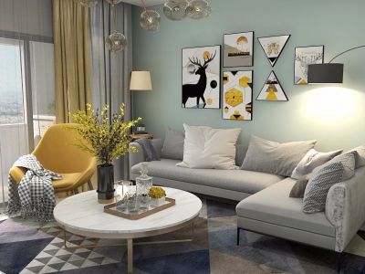 华锐桃源欣城-100㎡-北欧风效果图