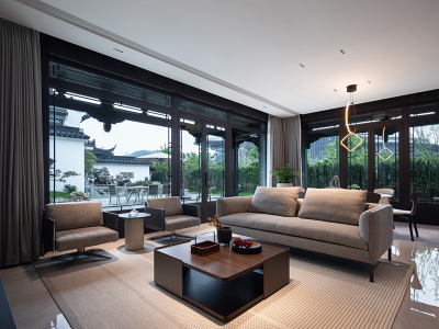 大南山紫园-319.45㎡-新中式风效果图