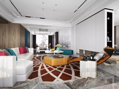 一方天鹅湖-200㎡-混搭风效果图