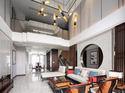 亿达蓝湾别墅-400㎡-新中式风效果图