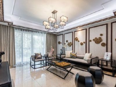 百悦天鹅湖-130㎡-新中式风效果图