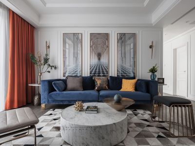 上江界122平米三居室现代装修案例