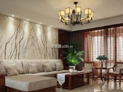 蓝润棠湖春天-128㎡-新中式风效果图